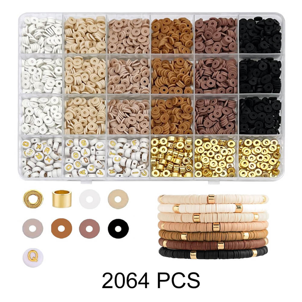 3600 Pieces Clay Beads Spacer Beads Set Loose Beads for Bracelet Jewelry Making