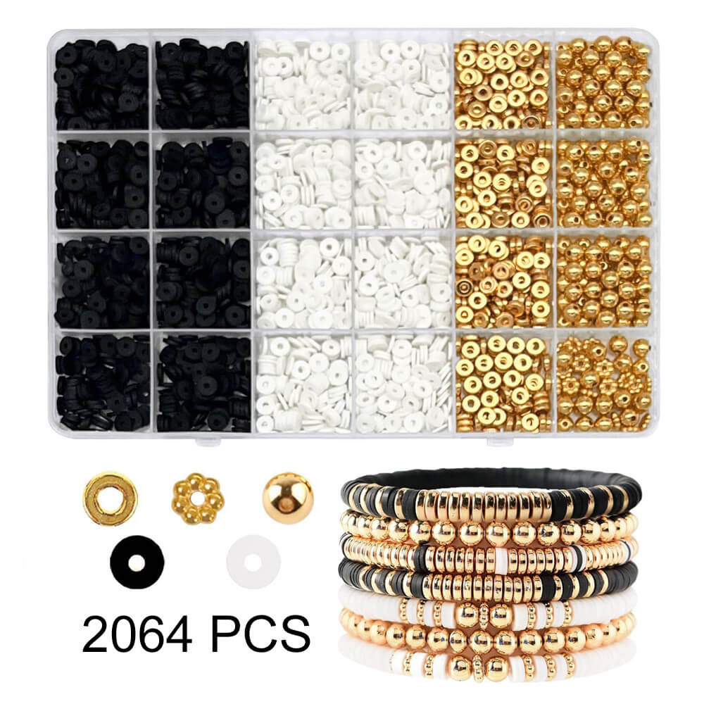 3600 Pieces Clay Beads Spacer Beads Set Loose Beads for Bracelet Jewelry Making
