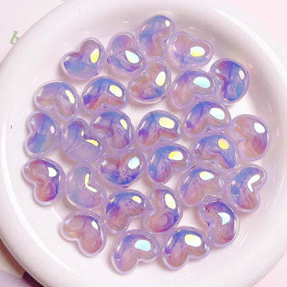 UV Aurora Mermaid Heart Shape Acrylic Pendant Jewelry Beads Ornament 10 Pieces