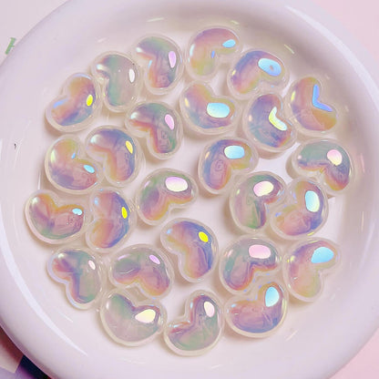 UV Aurora Mermaid Heart Shape Acrylic Pendant Jewelry Beads Ornament 10 Pieces