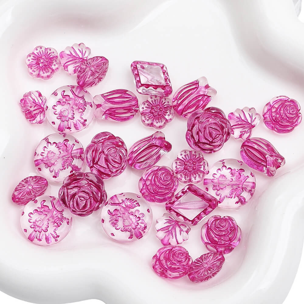 2.1oz (60 g) Czech Bohemia Acrylic Beads Glossy Faceted Fire Polish